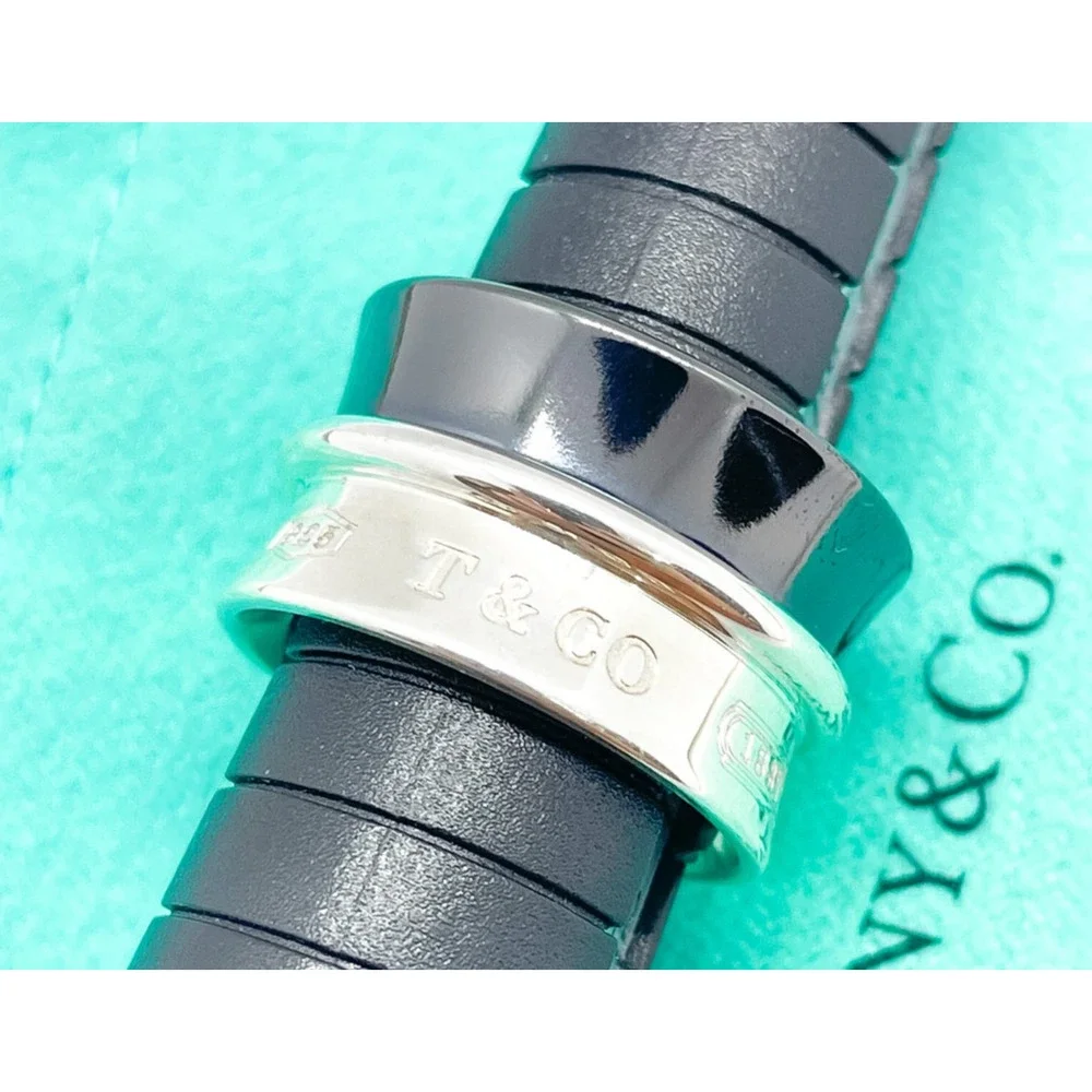 Tiffany & Co. 1837 Titanium Silver Belt Concave Wide Ring Size 4.75